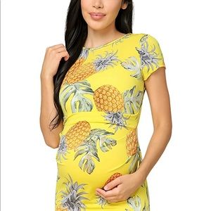 Hot pink pineapple maternity dress